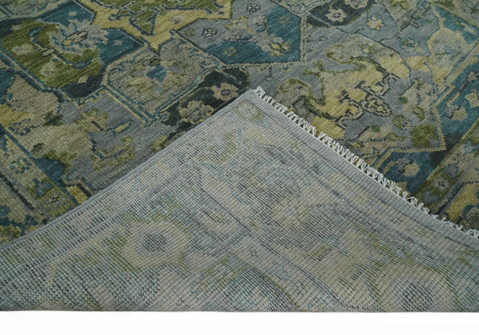 HandKnotted Heriz Rug Green, and Silver Ideal for Living, Bedroom, and Dining Rooms 5x8, 6x9, 8x10, 9x12 and 10x14 Wool Rug