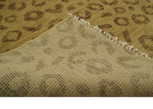 Hand Knotted Brown And Tan Leopard Print Wool Rug 8x10 ft Ideal for Living, Bedroom And Dining Rooms | CP2529810