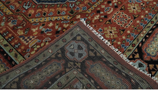 Hand Knotted Medallion Mamluk Rug Rust and Black 5x8, 6x9, 8x10, 9x12, 10x14, and 12x15 Ideal for Living, Bedroom, and Dining Rooms | CP103S