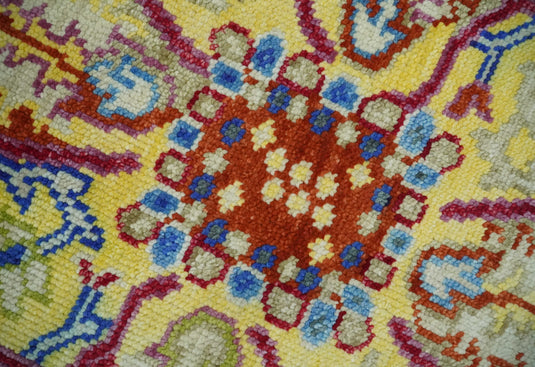 Hand Knotted Heriz Serapi Rug Purple, Mustard and Blue Multi Size Ideal for Living, Bedroom, and Dining Room