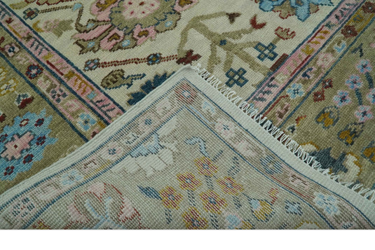 Custom Made Hand Knotted Colorful Oriental Oushak Rug Wool Area Rug