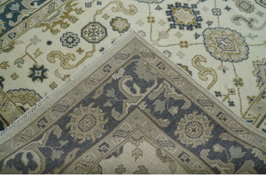 Hand Knotted Ivory,Olive and Black Oushak Rug 6x9 ft Ideal for Living, Bedroom And Dining Rooms | CP233769