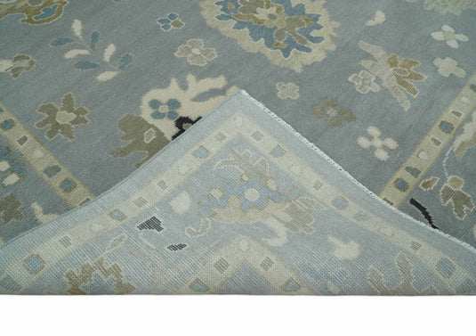 Custom Made Modern Oushak Hand Knotted Gray And Beige Wool Area Rug