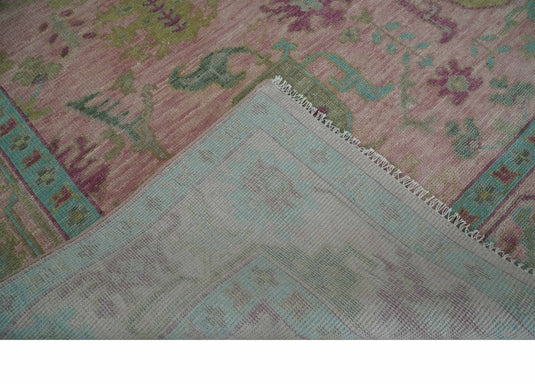 Hand Knotted Vibrant Oriental Oushak Rug Pink and Aqua Multi Size Ideal for Living, Bedroom, and Dining Rooms | CP1711