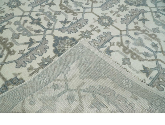 Ivory and Charcoal Hand knotted Oriental Oushak Multi Size wool Area Rug