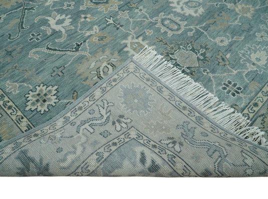 Custom Made Antique Hand Knotted Oushak Gray and Silver Traditional Wool Area Rug