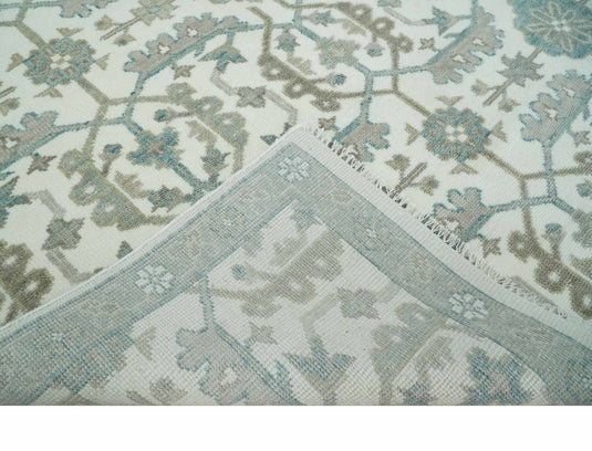 Ivory and Gray Hand knotted Oriental Oushak 8x10 wool Area Rug