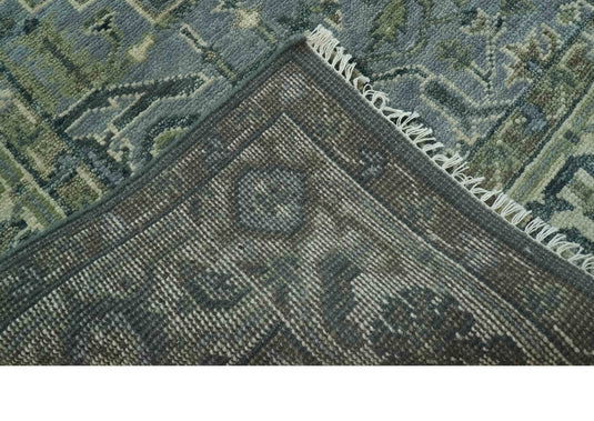 Ivory And Gray Traditional Hand Knotted Wool Rug 8x10 ft Ideal for Living, Bedroom And Dining Rooms