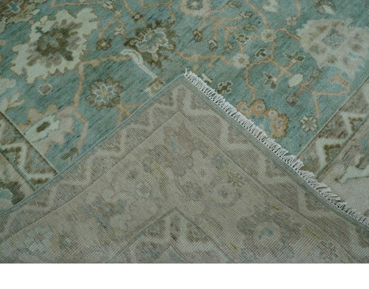 Hand Knotted Oriental Oushak Rug Aqua and Silver Multi Size Ideal for Living, Bedroom, and Dining Rooms |CP1708