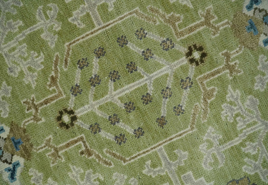 Traditional Turkish Antique Hand knotted Light Green, Ivory and Silver 8x10 and 10x14 ft Bedroom, Living Room Rug ,wool Area Rug