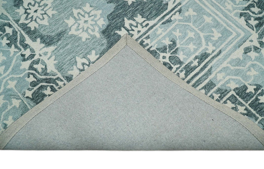 Custom Made Traditional Pattern Gray And Ivory Hand Tufted Wool Area Rug