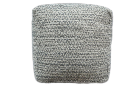 Modern Contemporary Chevron Ivory And Gray Handwoven Ottoman Viscose Pouf Footstool, Seat, Foot Rest Living Room, Bedroom