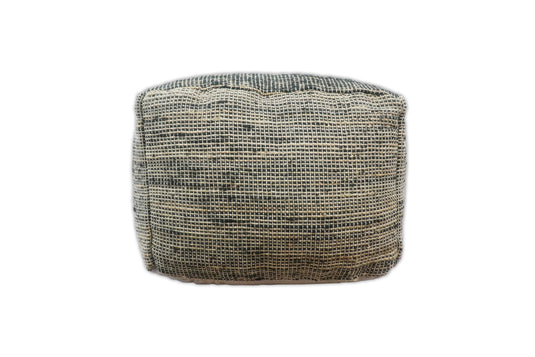 Natural Large Black And Brown Hand Woven Jute Pouf Footstool, Seat, Foot Rest Living Room, Bedroom