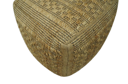 Modern Beige Jute Ottoman Footstool, Seat, Foot Rest Living Room, Bedroom