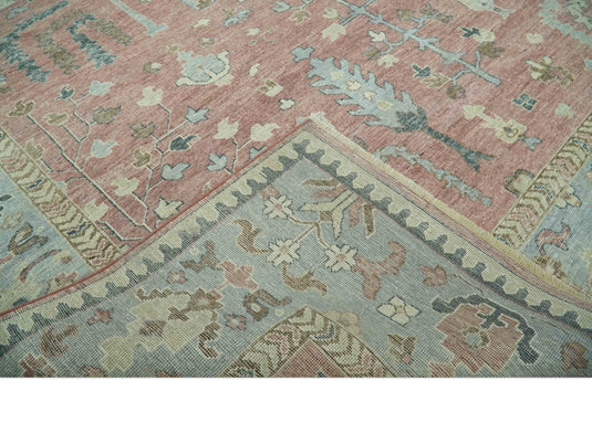 Tree of Life Light Brown And Blue Hand Knotted 9x12 ft Bedroom, Living Room Rug Wool Area Rug