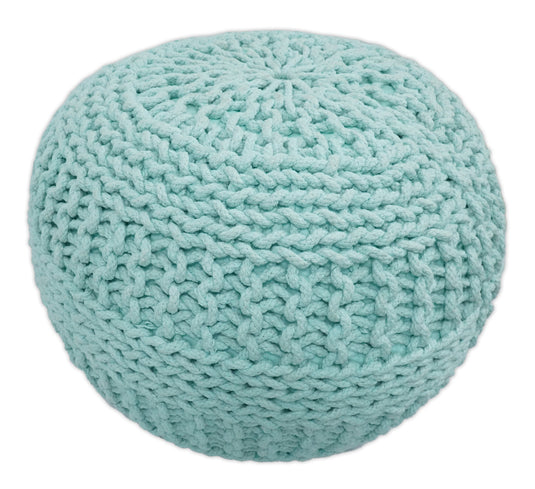 Handmade Aqua Macrame Pouf Ottoman Footstool, Seat, Foot Rest Living Room, Bedroom