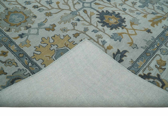 Custom Made Silver, Gray And Beige Hand Tufted Oushak Wool Area Rug