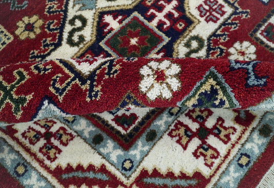 Available in USA Hand-Knotted Rust and Ivory Tribal Armenian Bedroom, Living Room Rug, kids Room Wool Area Rug -KZA10- (FC)