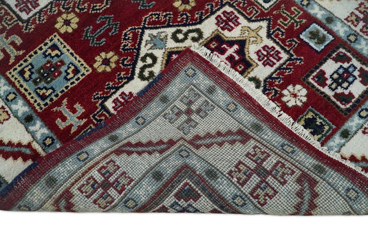Available in USA Hand-Knotted Rust and Ivory Tribal Armenian Bedroom, Living Room Rug, kids Room Wool Area Rug -KZA10- (FC)