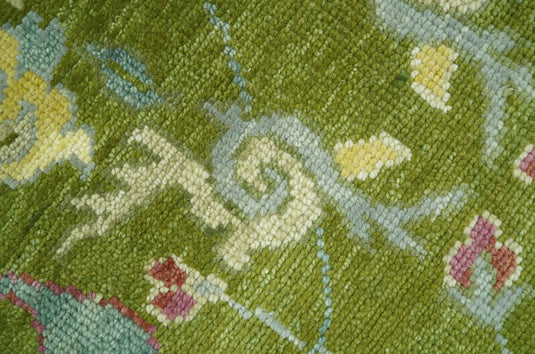 Hand Knotted Green Peacock Motifs Wool Rug 9x12 ft Ideal for Living, Bedroom And Dining Rooms