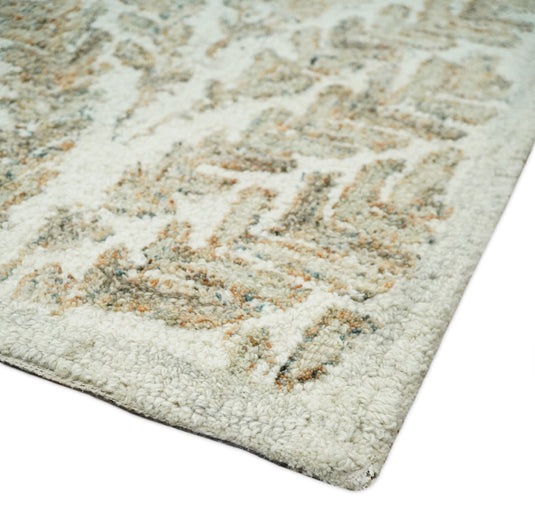 Custom Made Beige And Ivory Hand Tufted Wool Area Rug