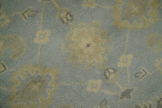 Custom Made Hand Knotted Traditional Pattern Gray And Beige Wool Area Rug