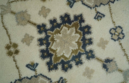 Hand Knotted Ivory,Olive and Black Oushak Rug 6x9 ft Ideal for Living, Bedroom And Dining Rooms | CP233769