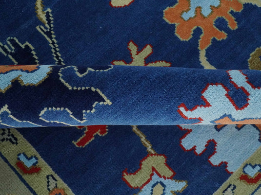 Premium Look Floral Blue and Beige Hand knotted Oriental Colorful Oushak wool Area Rug