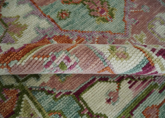 HandKnotted Heriz Rug Pink and Ivory Ideal for Living, Bedroom, and Dining Rooms 5x8, 6x9, 8x10, 9x12 and 10x14 Wool Rug