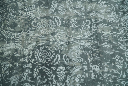 Abstract Floral pattern Hand Knotted Charcoal, Gray and white Color 6x9 ft Bedroom, Living Room Rug Wool and Art Silk Area Rug