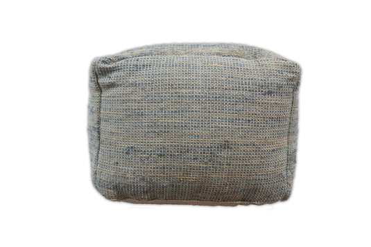 Blue And Brown Natural Large Hand Woven Jute Pouf Footstool, Seat, Foot Rest Living Room, Bedroom