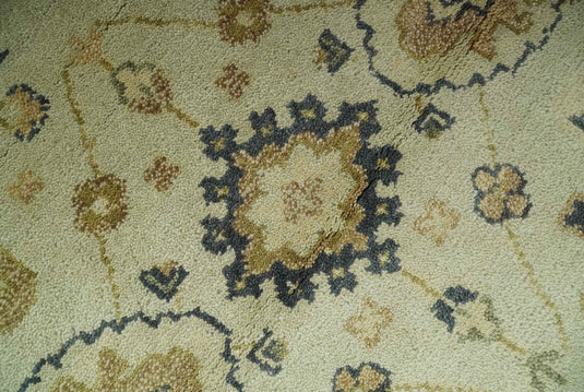 Hand Knotted Cream, Beige And Charcoal Traditional Wool Rug 6x9 ft Ideal for Living, Bedroom And Dining Rooms | CP239469