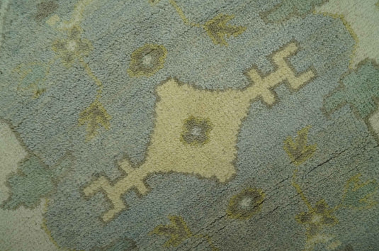 Custom Made Hand Knotted Ivory, Beige And Gray Oriental Oushak Wool Area Rug