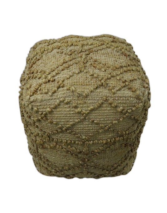 Geometric Beige Jute Footstool, Seat, Foot Rest Living Room, Bedroom