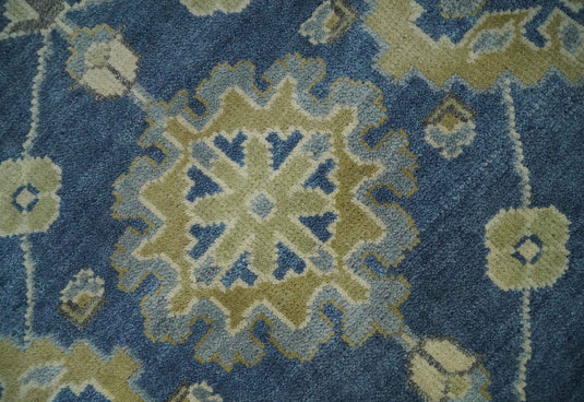 Blue and Beige Hand knotted Traditional Oushak 9x12 wool Area Rug