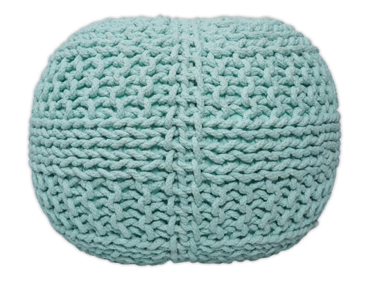 Handmade Aqua Macrame Pouf Ottoman Footstool, Seat, Foot Rest Living Room, Bedroom