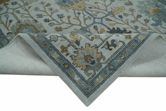 Silver, Gray And Beige Hand Tufted Oushak 8x10 ft Bedroom, Living Room Rug Wool Area Rug