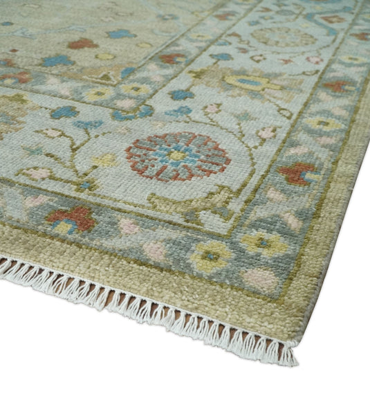 Persian Hand Knotted Oriental Oushak rug Beige and Ivory Multi Size Ideal for Living, Bedroom, and Dining Rooms |CP1205