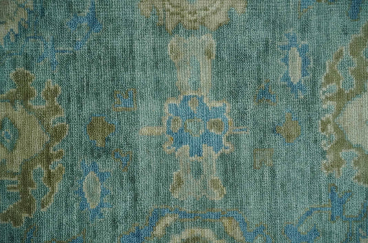 Hand Knotted Oushak Rug Blue, Beige and Green Multi Size Ideal for Living, Bedroom, and Dining Room