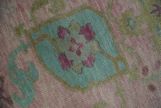 Hand Knotted Vibrant Oriental Oushak Rug Pink and Aqua Multi Size Ideal for Living, Bedroom, and Dining Rooms | CP1711