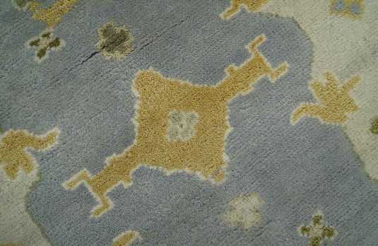 Custom Made Hand Knotted Silver, Beige And Cream Oriental Oushak Wool Area Rug