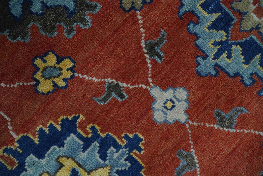 Hand Knotted Traditional Oushak Colorful Rug Rust, Blue and Charcoal Multi Size Ideal for Living, Bedroom, and Dining Rooms |CP1903