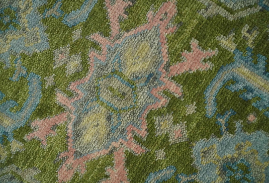 Hand Knotted Floral Oushak Rug Green and Blue Multi Size Ideal for Living, Bedroom, and Dining Rooms | CP1608