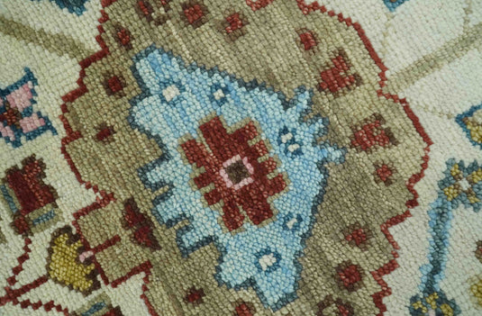 Custom Made Hand Knotted Colorful Oriental Oushak Rug Wool Area Rug