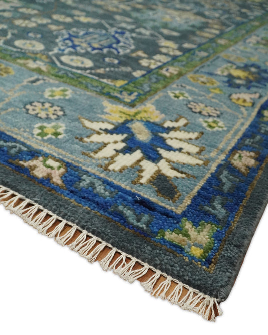 Antique Hand Knotted Green Moss and Blue 5X7, 5x8, 6x9, 8x10, 9x12, 10x14 and 12x15 Living Room Rug Traditional Oushak Wool area rug |CP679S