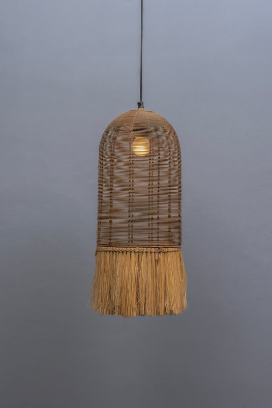 Rustic Brown Metal Natural Pendant Lamp with Grass Fringes