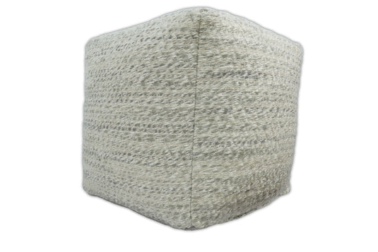 Ottoman Viscose Ivory, Beige And Gray Chevron Handwoven Pouf Footstool, Seat, Foot Rest Living Room, Bedroom