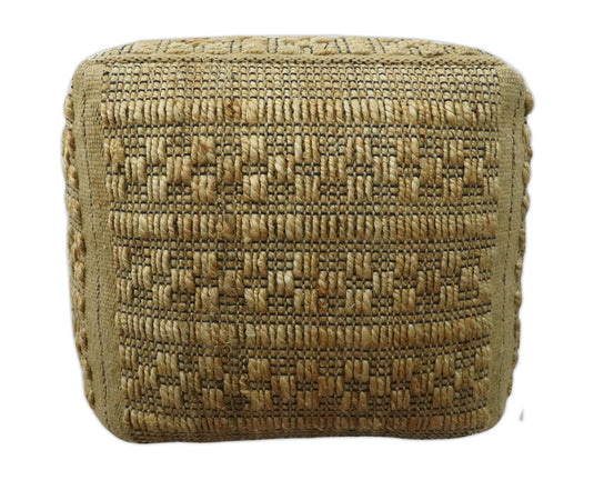 Modern Beige Jute Ottoman Footstool, Seat, Foot Rest Living Room, Bedroom