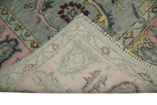 Blue and Pink Traditional Persian Oushak Hand Knotted 5x8, 6x9, 8x10, 9x12, 10x14 Wool Rug, Living Room | CP693S