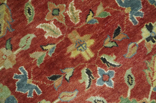 Custom Made Hand Knotted Maroon, Olive, Beige And Ivory Herati Wool Area Rug